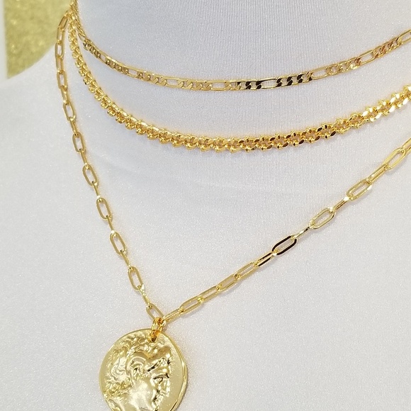 Gold bead link chain choker necklace - Picture 6 of 8